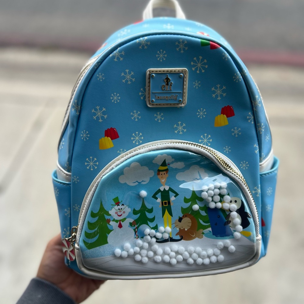 Loungefly Kids Blue Holiday Snow Scene Mini Backpack